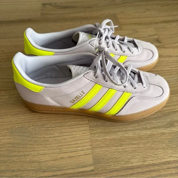 Adidas Gazelle Lilac Neon Yellow Sneakers 8 - Picture 5 of 10